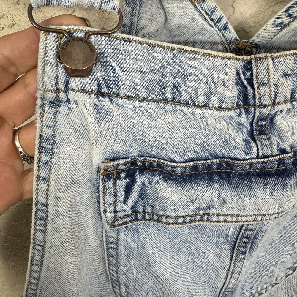 Cotton On Original Denim Bib Shortalls Womens Size 6 Light Wash Short Overalls - Picture 2 of 13